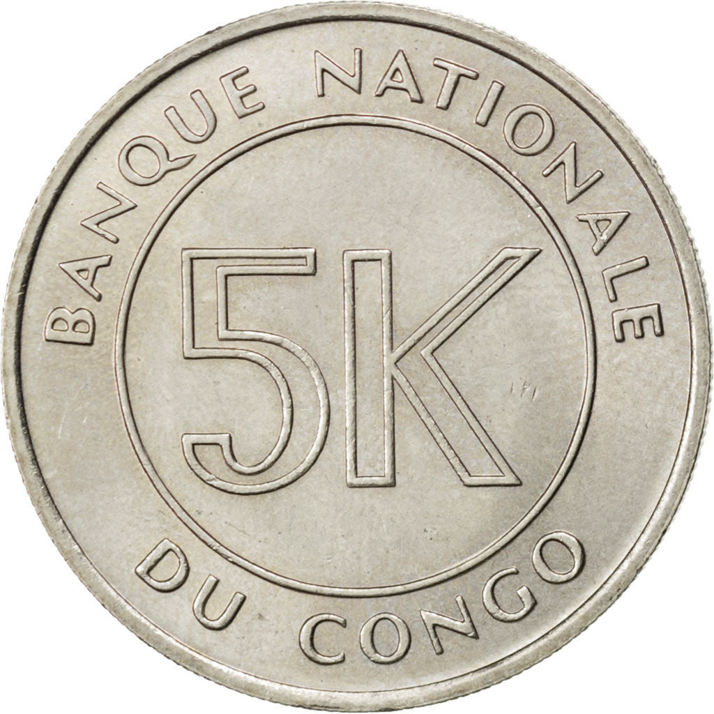 CONGO, DEMOCRATIC REPUBLIC, 5 Makuta, 1967, KM #9, AU(55-58), Copper-Nickel,...