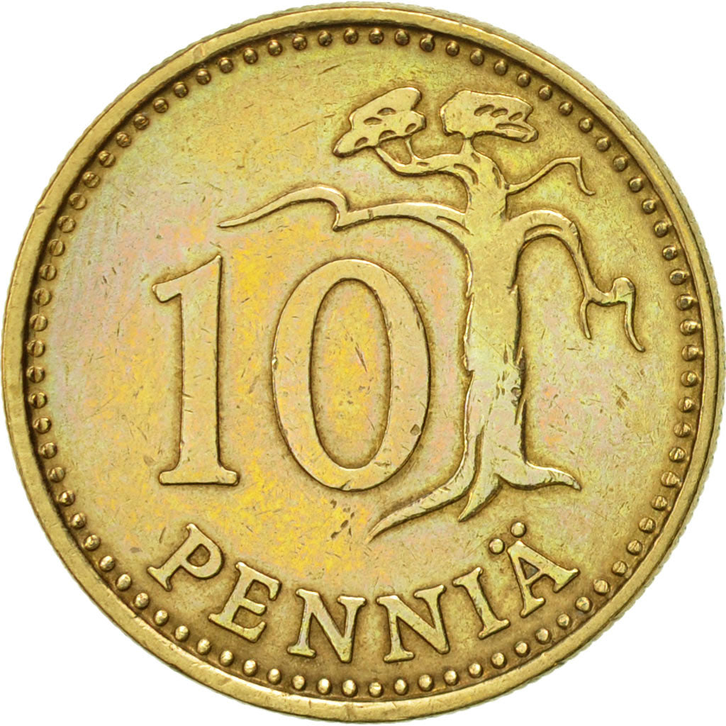 Coin, Finland, 10 Pennia, 1971, AU(50-53), Aluminum-Bronze, KM:46
