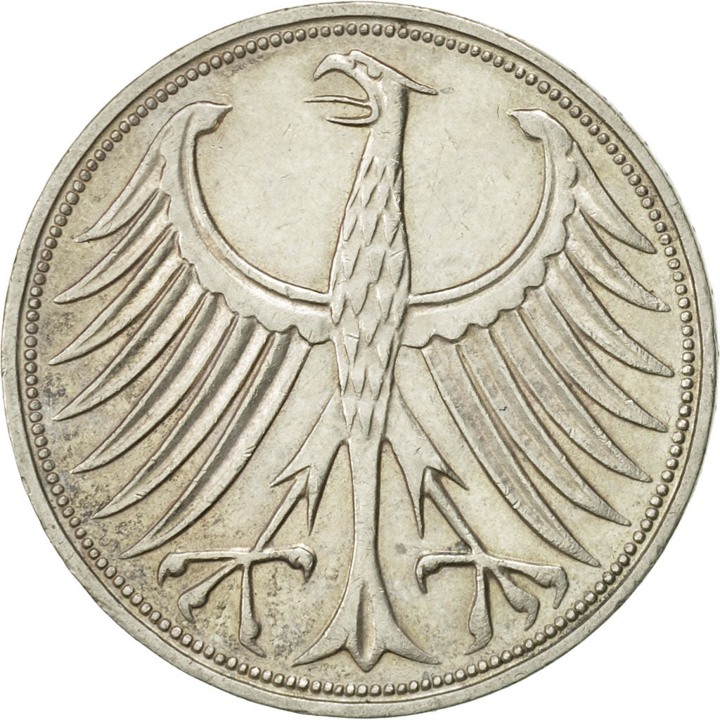 Coin, GERMANY - FEDERAL REPUBLIC, 5 Mark, 1966, Stuttgart, AU(50-53), Silver