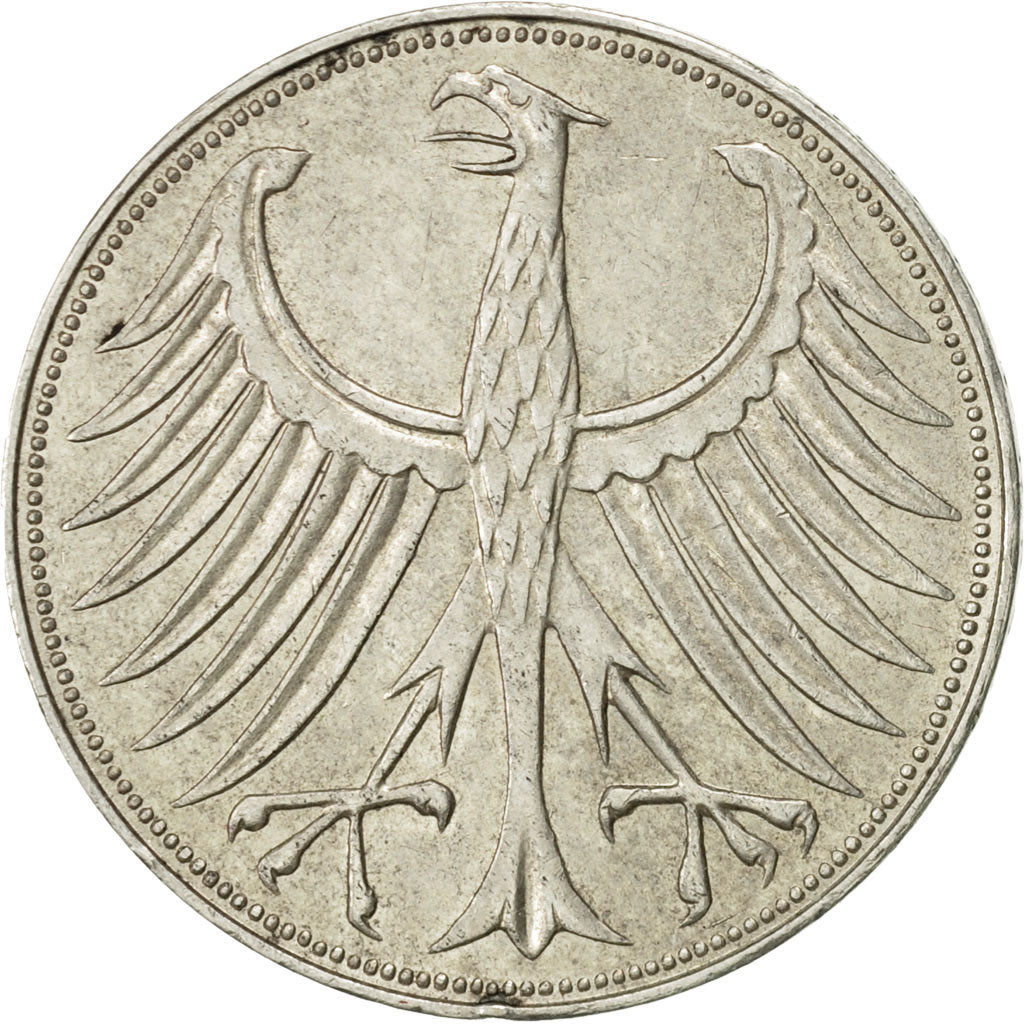 Moneta, GERMANIA - REPUBBLICA FEDERALE, 5 Mark, 1967, Munich, BB+, Argento