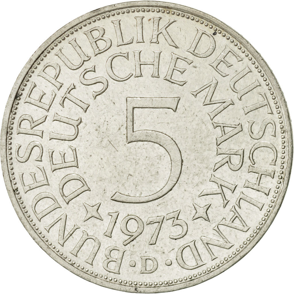Coin, GERMANY - FEDERAL REPUBLIC, 5 Mark, 1973, Munich, AU(50-53), Silver