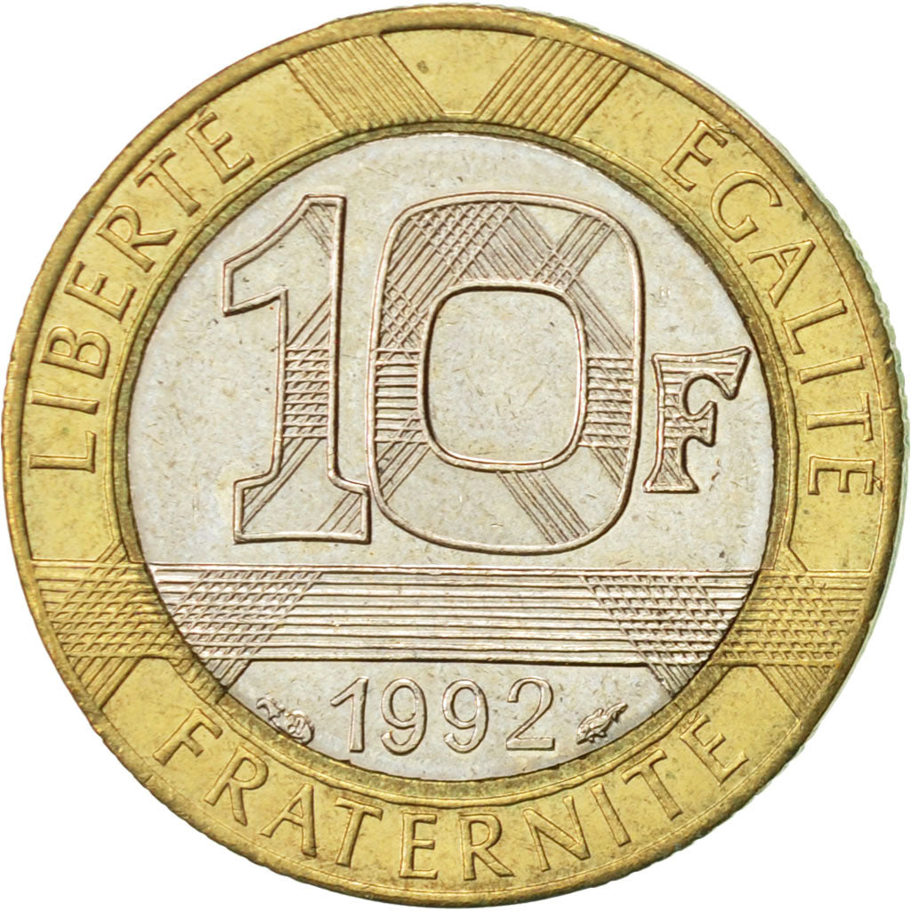 Münze, Frankreich, Génie, 10 Francs, 1992, Paris, VZ, Bi-Metallic, KM:964.1