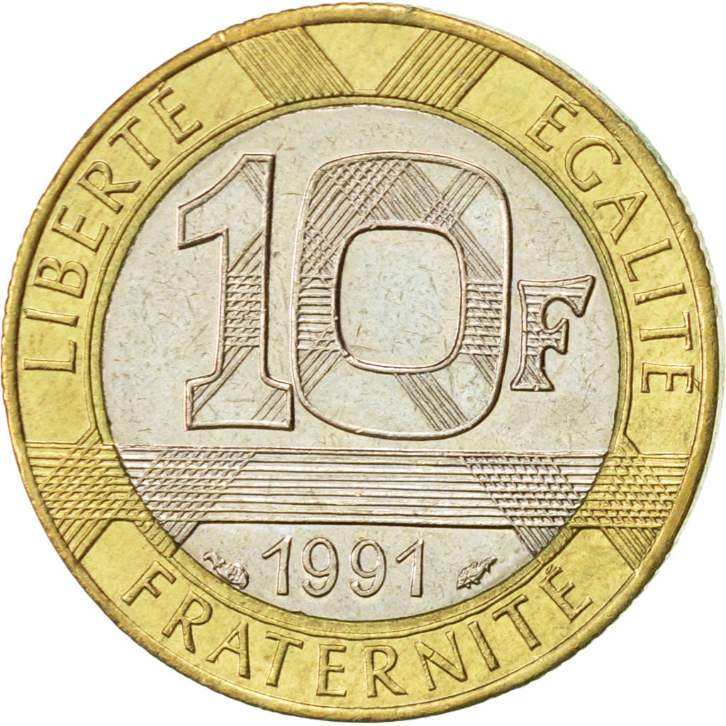 Coin, France, Génie, 10 Francs, 1991, Paris, AU(55-58), Bi-Metallic, KM:964.1