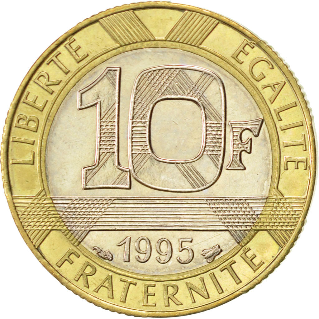 France, Génie, 10 Francs, 1995, Paris, AU(55-58), Bi-Metallic, KM:964.1
