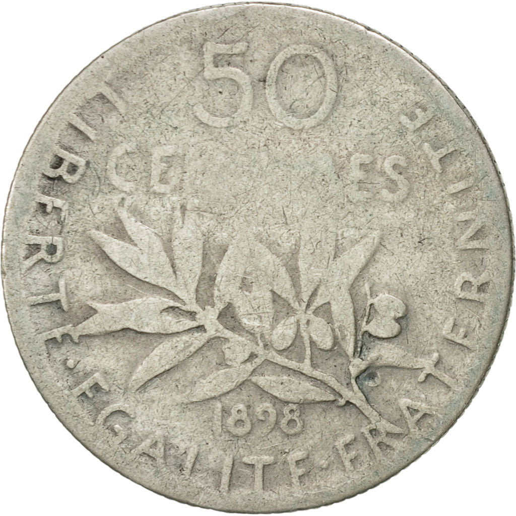 Coin, France, Semeuse, 50 Centimes, 1898, Paris, VF(20-25), Silver, KM:854