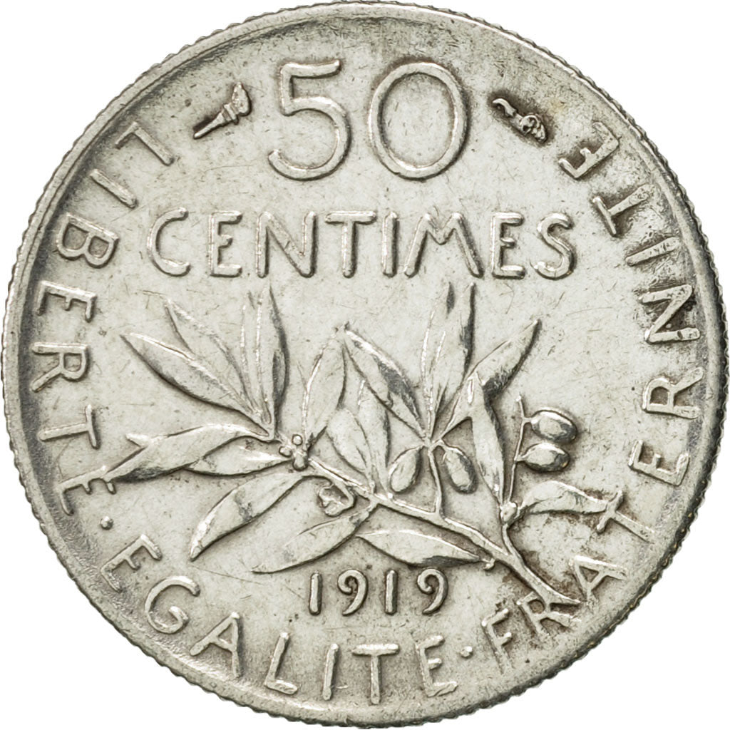 Monnaie, France, Semeuse, 50 Centimes, 1919, Paris, SUP, Argent, KM:854