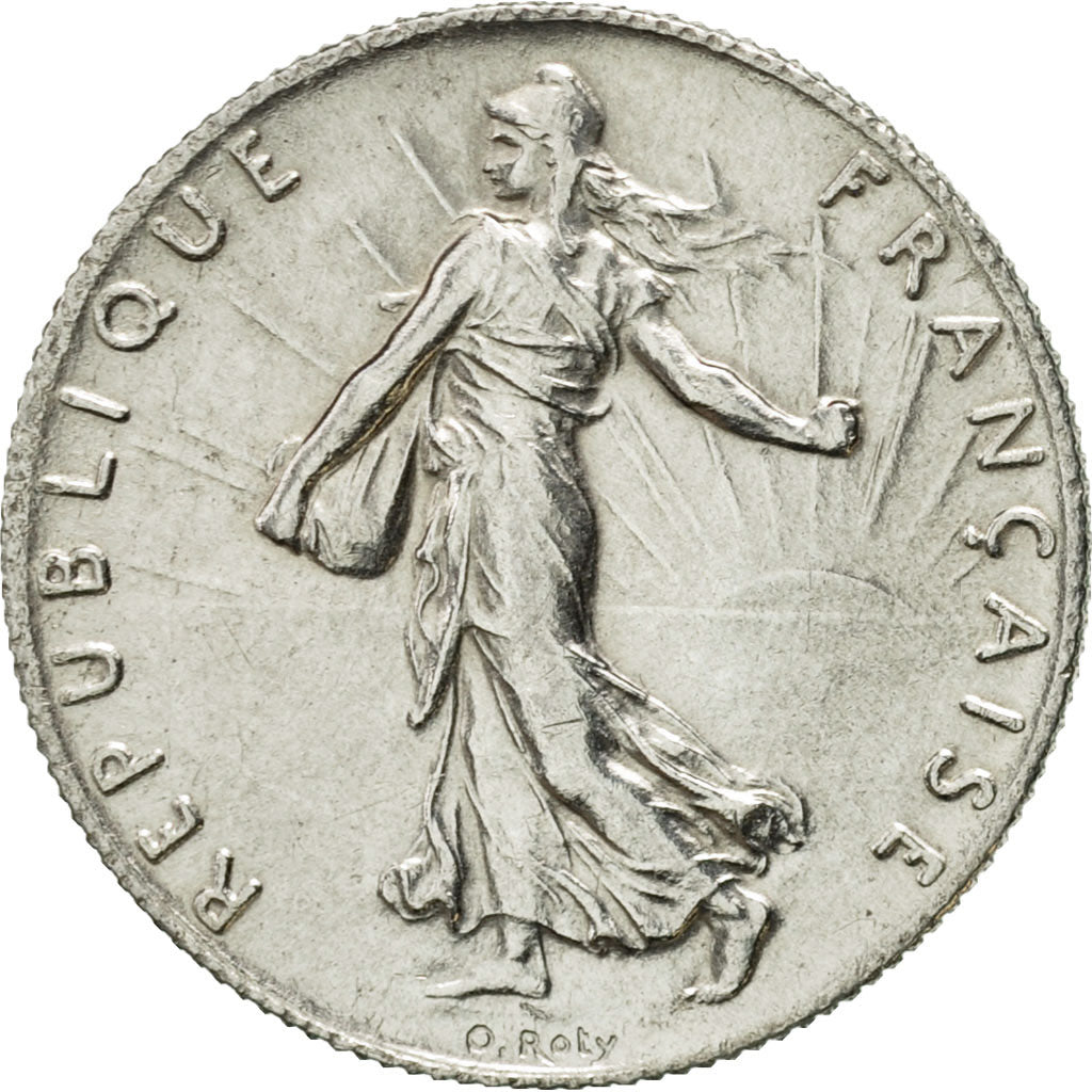France, Semeuse, 50 Centimes, 1916, Paris, AU(55-58), Silver, KM:854