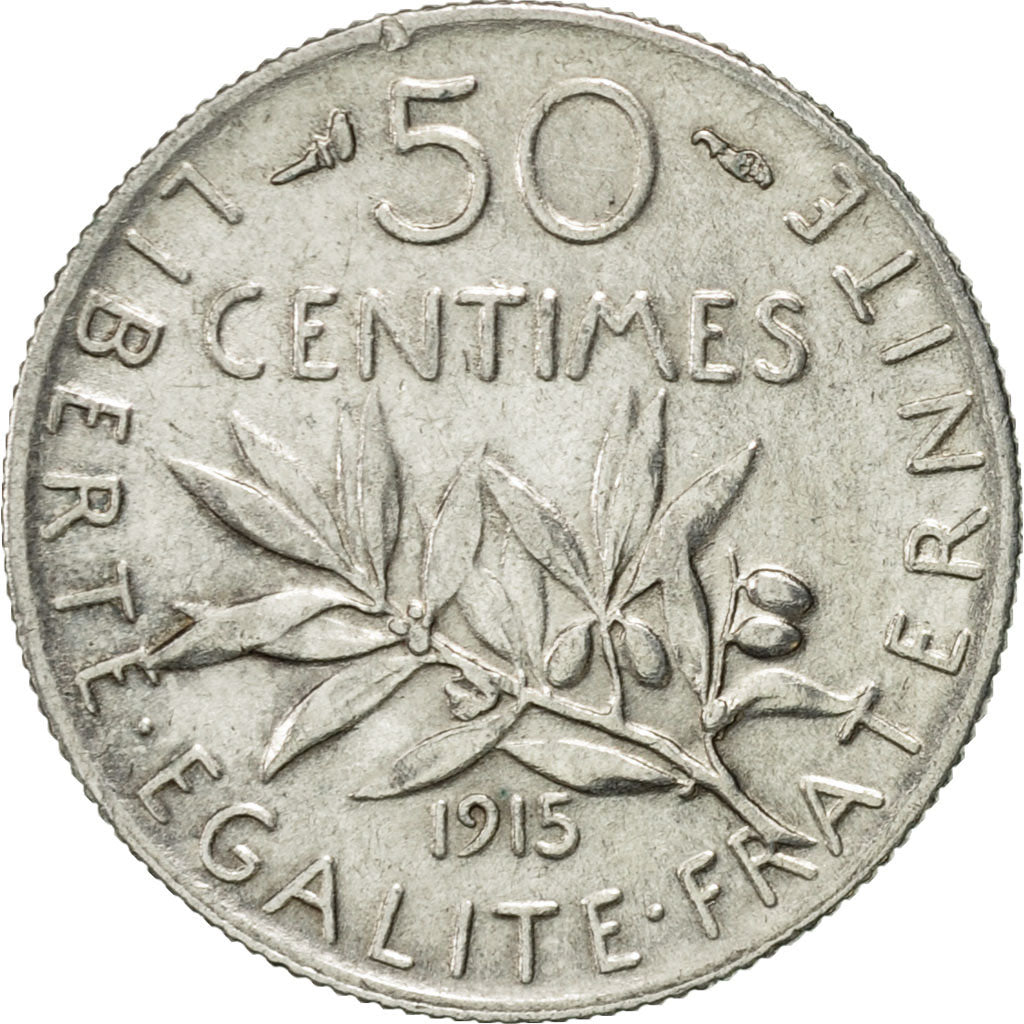 Francia, Semeuse, 50 Centimes, 1915, Paris, SPL-, Argento, KM:854