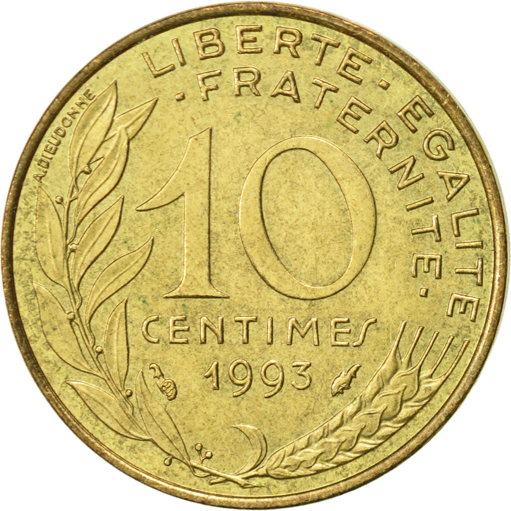 Moneta, Francja, Marianne, 10 Centimes, 1993, Paris, AU(50-53), Aluminium-Brąz