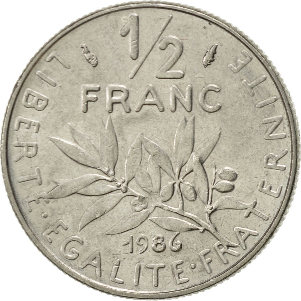 Coin, France, Semeuse, 1/2 Franc, 1986, Paris, AU(55-58), Nickel, KM:931.1