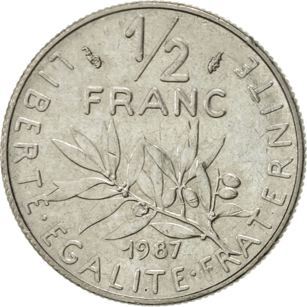Coin, France, Semeuse, 1/2 Franc, 1987, Paris, AU(55-58), Nickel, KM:931.1
