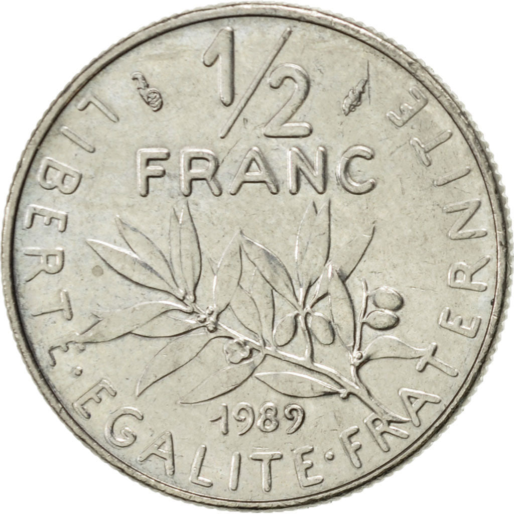 Coin, France, Semeuse, 1/2 Franc, 1989, Paris, AU(55-58), Nickel, KM:931.1