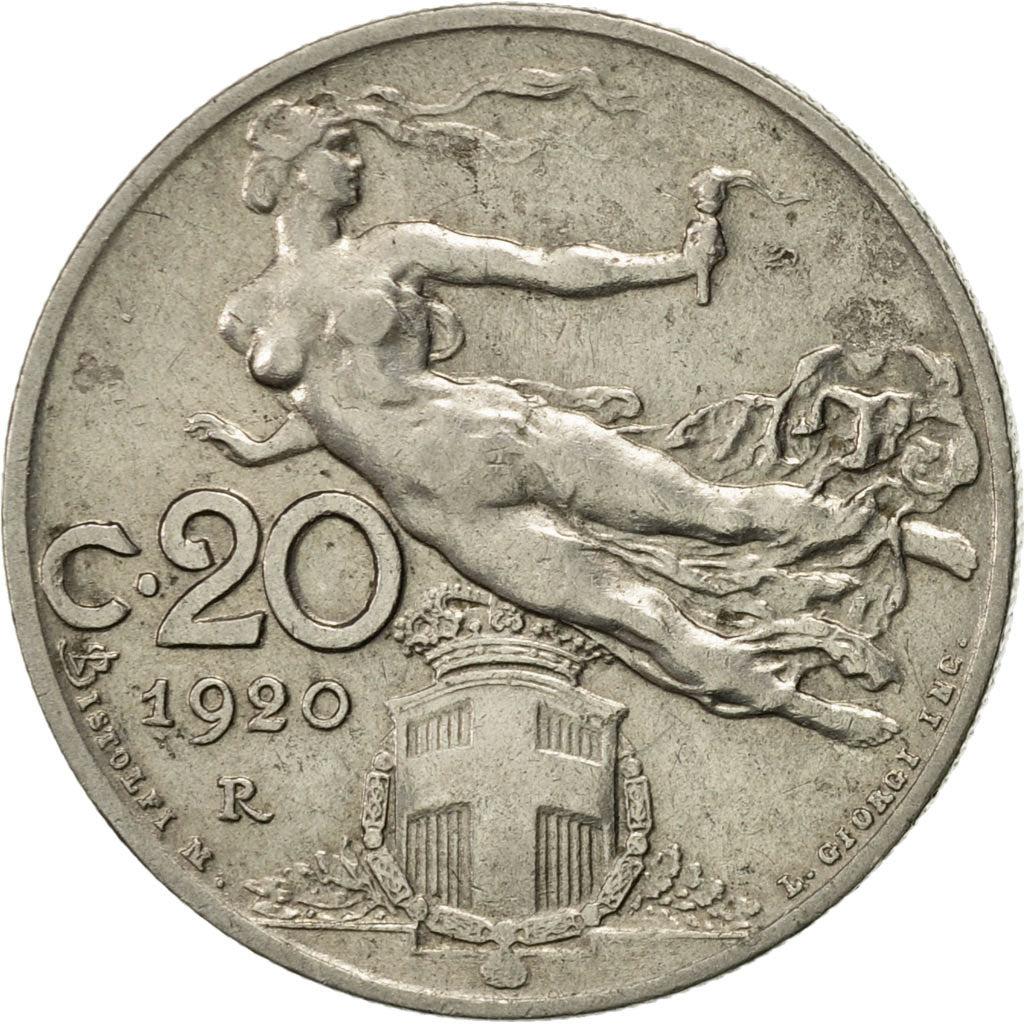 Italie, Vittorio Emanuele III, 20 Centesimi, 1920, Rome, SUP, Nickel, KM:44