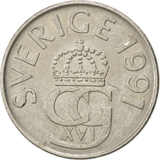 Munten, Zweden, Carl XVI Gustaf, 5 Kronor, 1991, ZF+, Copper-nickel, KM:853