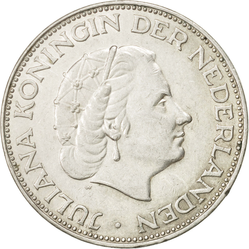 Coin, Netherlands, Juliana, 2-1/2 Gulden, 1960, AU(55-58), Silver, KM:185