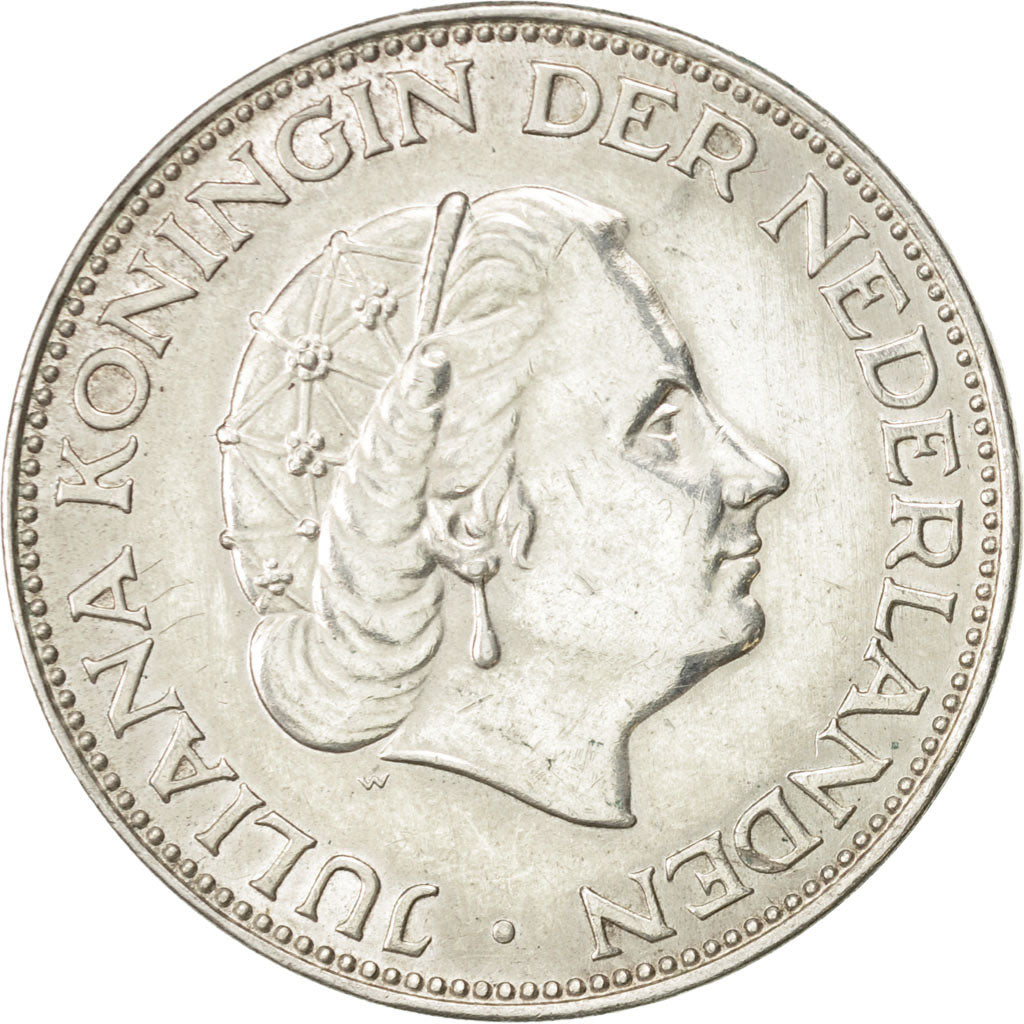 Coin, Netherlands, Juliana, 2-1/2 Gulden, 1961, AU(55-58), Silver, KM:185