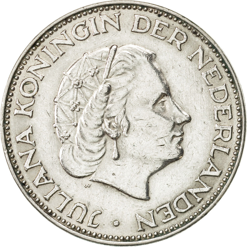 Netherlands, Juliana, 2-1/2 Gulden, 1962, AU(55-58), Silver, KM:185