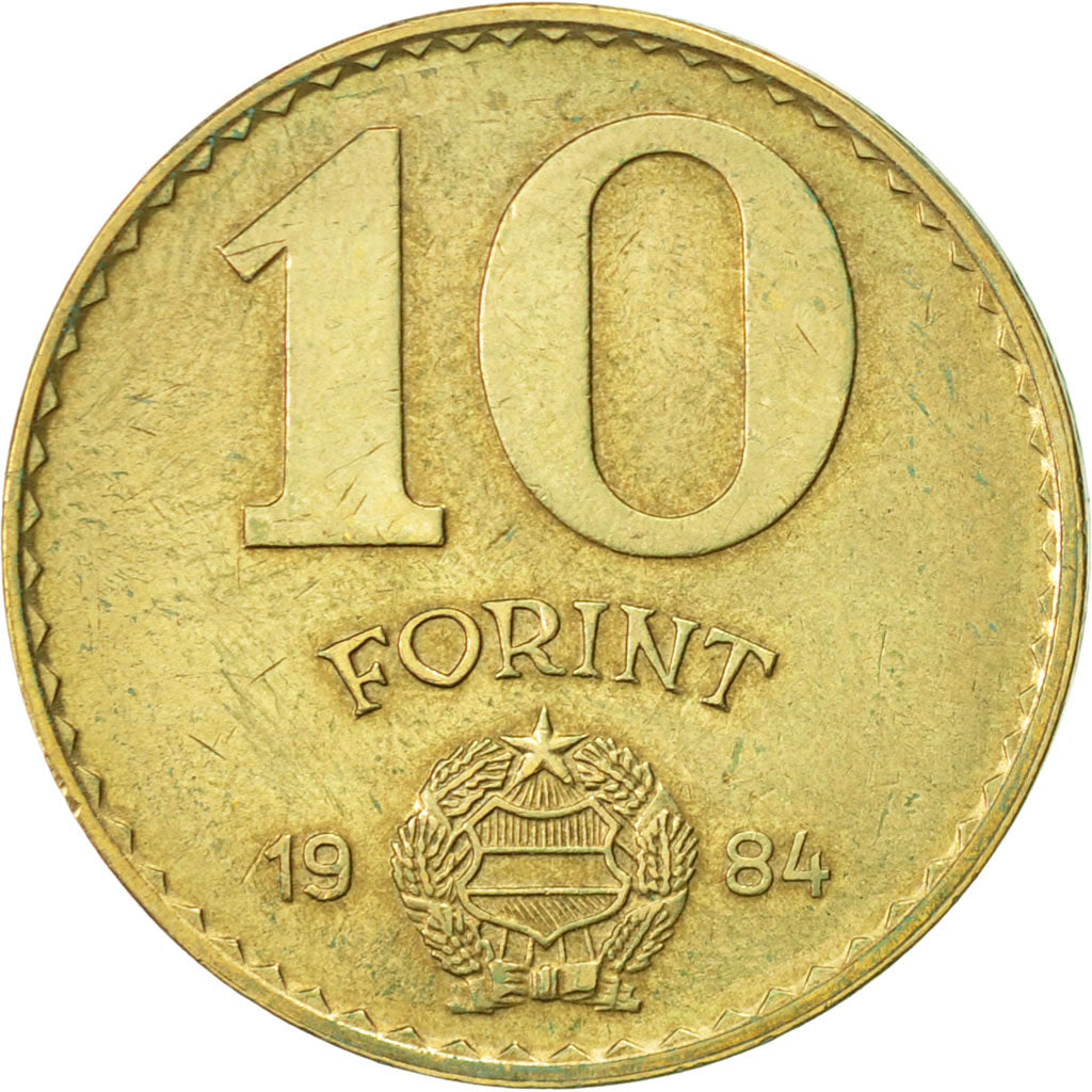 Coin, Hungary, 10 Forint, 1984, Budapest, EF(40-45), Aluminum-Bronze, KM:636