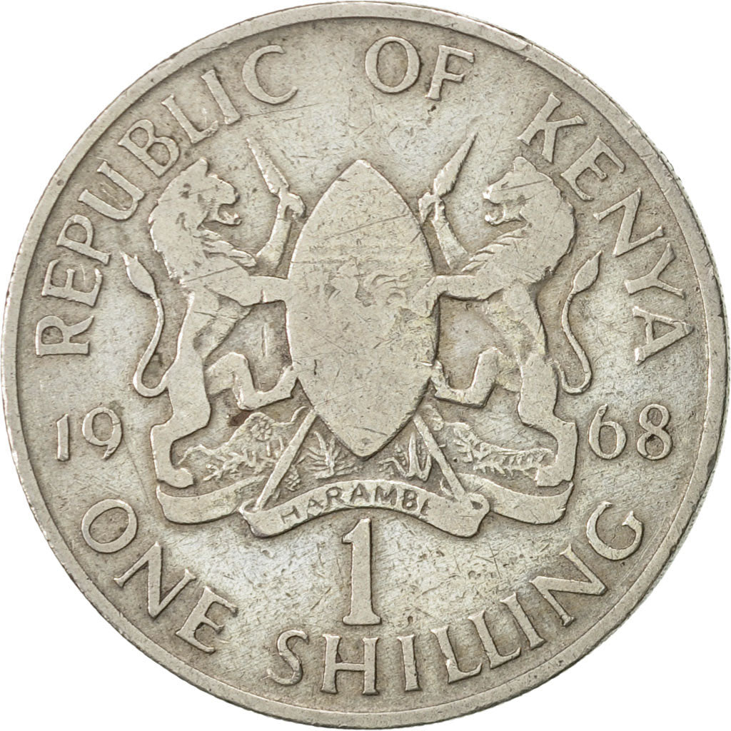 Coin, Kenya, Shilling, 1968, VF(20-25), Copper-nickel, KM:5