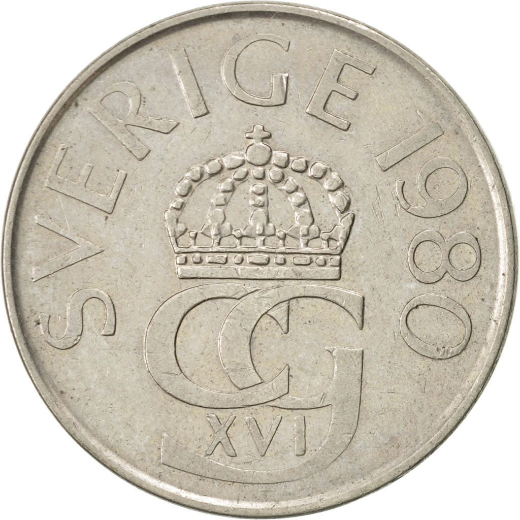 Monnaie, Suède, Carl XVI Gustaf, 5 Kronor, 1980, TTB+, Copper-nickel, KM:853