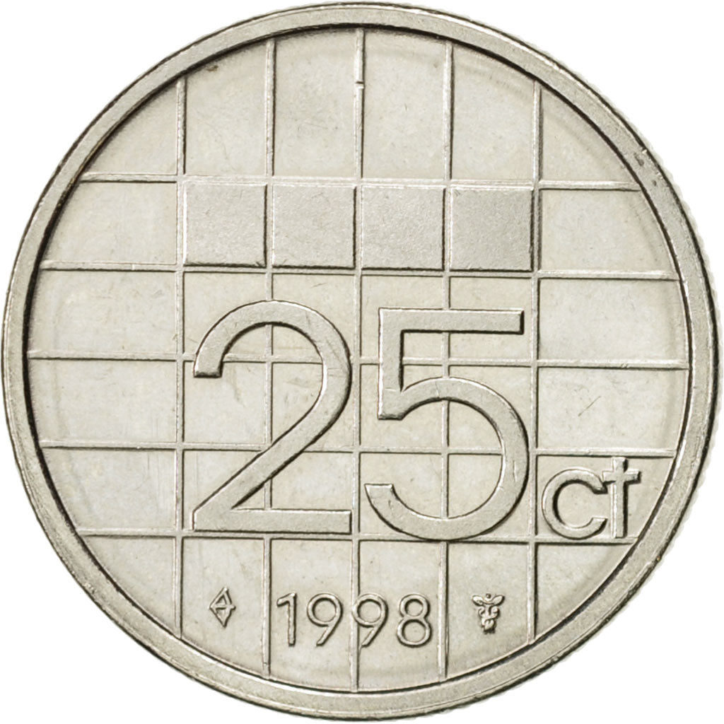 Monnaie, Pays-Bas, Beatrix, 25 Cents, 1998, SUP, Nickel, KM:204