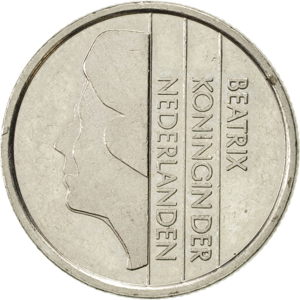 Coin, Netherlands, Beatrix, 25 Cents, 1989, AU(55-58), Nickel, KM:204