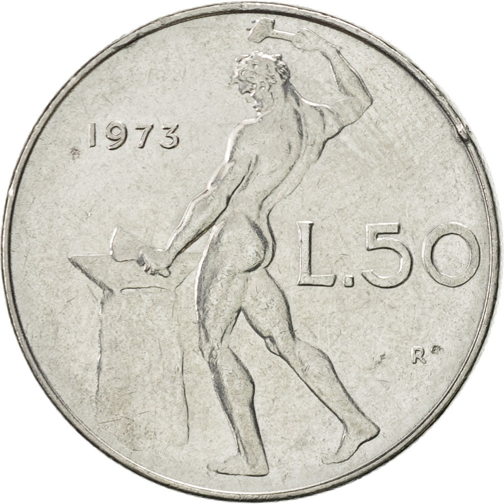 Munten, Italië, 50 Lire, 1973, Rome, PR, Stainless Steel, KM:95.1