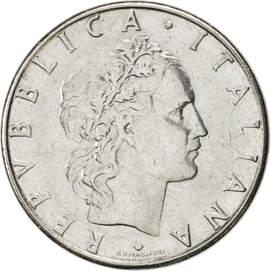 Italy, 50 Lire, 1989, Rome, AU(55-58), Stainless Steel, KM:95.1