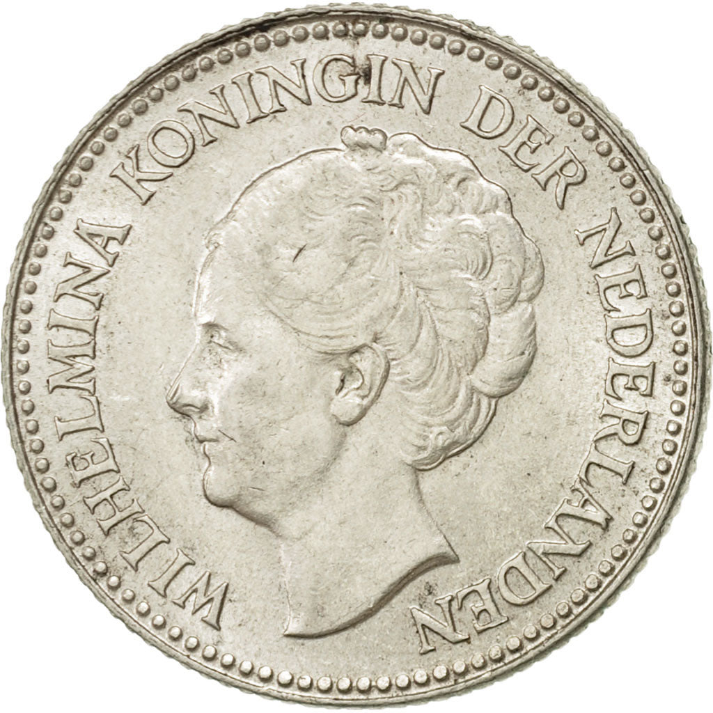 Netherlands, Wilhelmina I, 1/2 Gulden, 1929, AU(50-53), Silver, KM:160