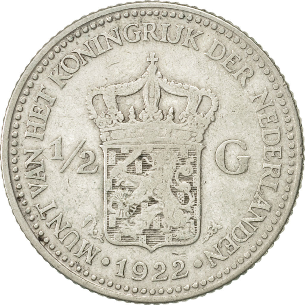 Netherlands, Wilhelmina I, 1/2 Gulden, 1922, VF(30-35), Silver, KM:160