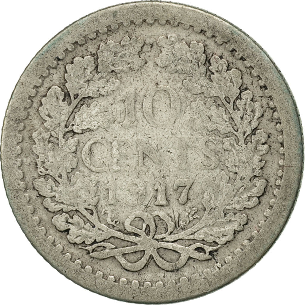 Coin, Netherlands, Wilhelmina I, 10 Cents, 1917, VF(20-25), Silver, KM:145