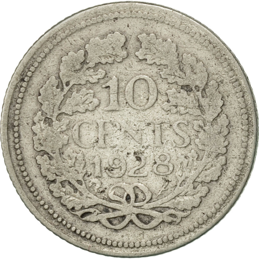 Coin, Netherlands, Wilhelmina I, 10 Cents, 1928, VF(20-25), Silver, KM:163