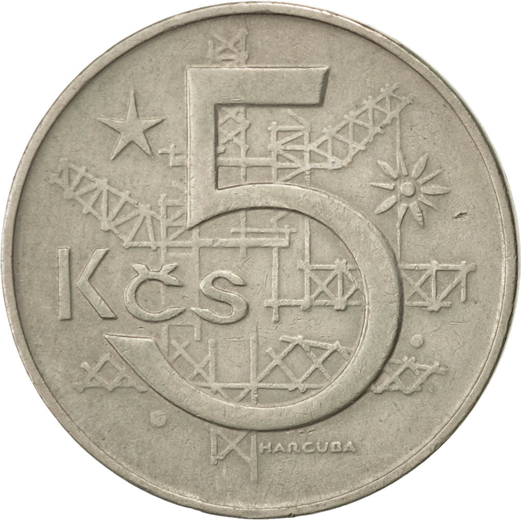 Coin, Czechoslovakia, 5 Korun, 1974, AU(50-53), Copper-nickel, KM:60