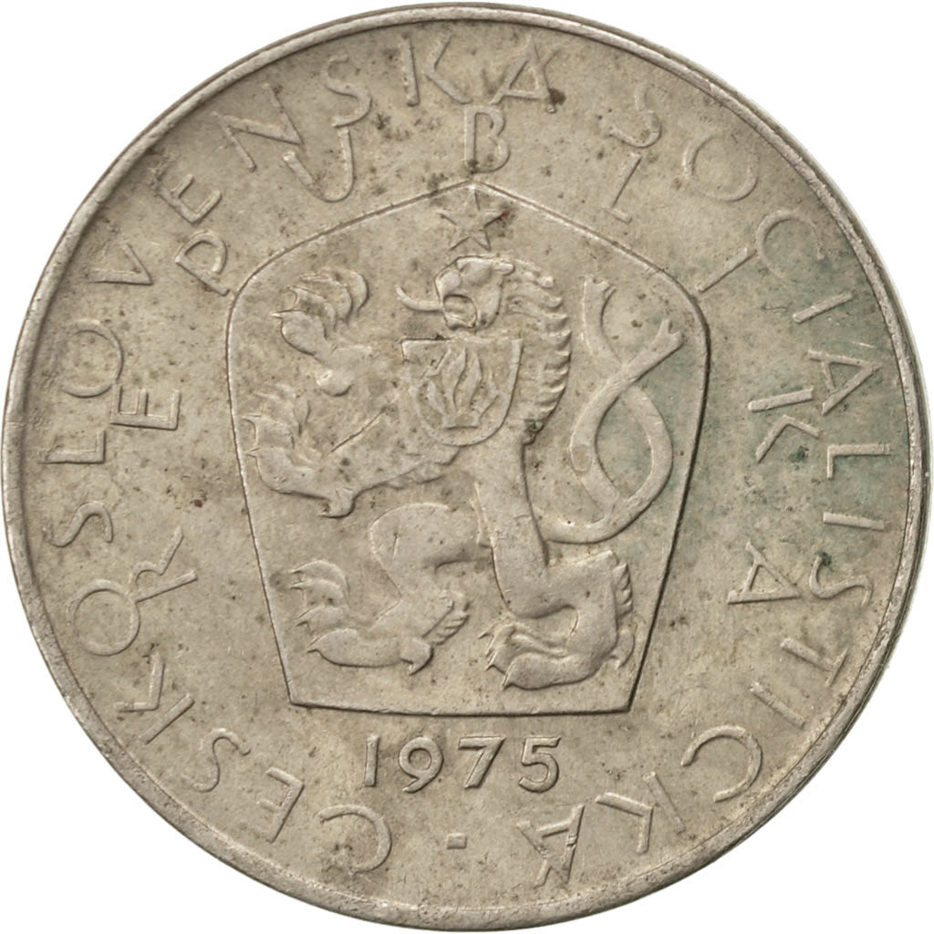 Coin, Czechoslovakia, 5 Korun, 1975, AU(50-53), Copper-nickel, KM:60