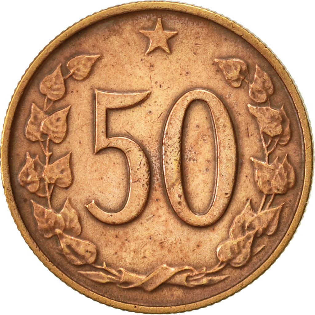 Coin, Czechoslovakia, 50 Haleru, 1965, AU(50-53), Bronze, KM:55.1