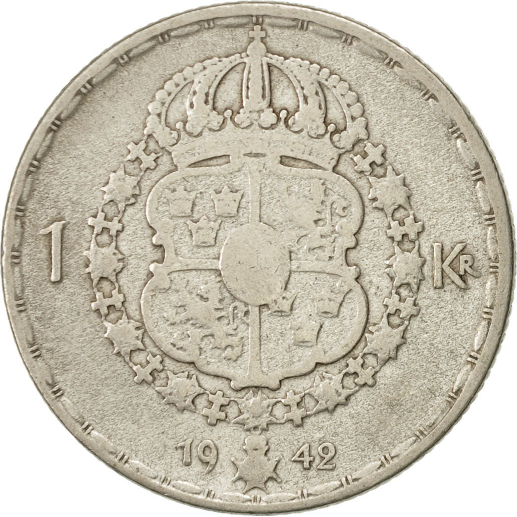 Coin, Sweden, Gustaf V, Krona, 1942, EF(40-45), Silver, KM:814