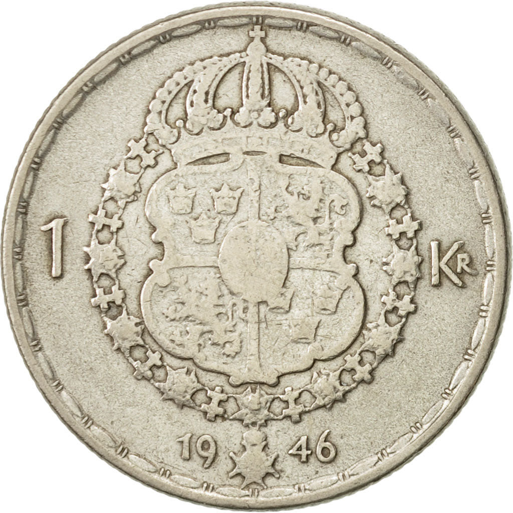 Coin, Sweden, Gustaf V, Krona, 1946, EF(40-45), Silver, KM:814