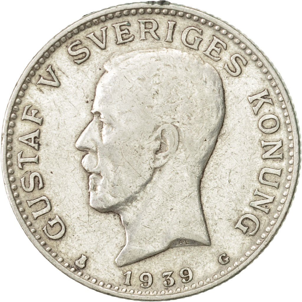 Coin, Sweden, Gustaf V, Krona, 1939, EF(40-45), Silver, KM:786.2
