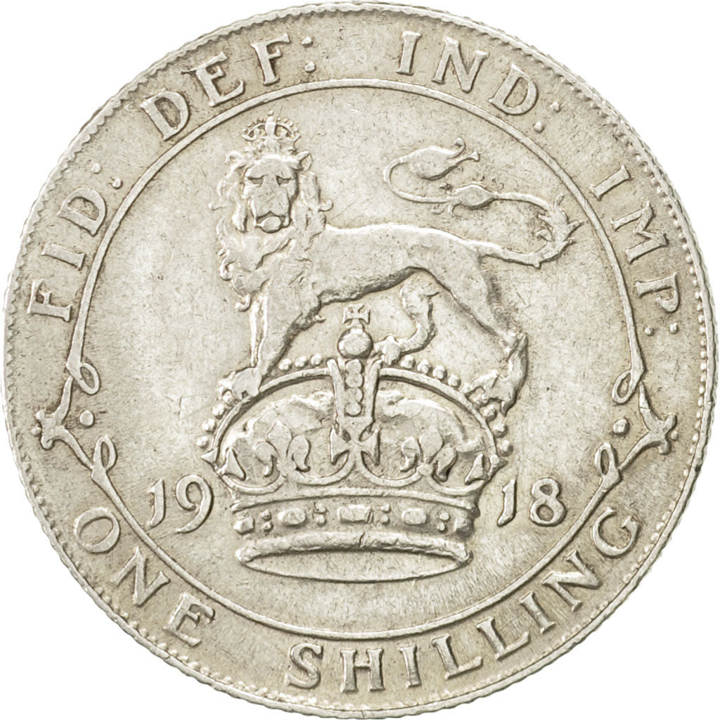Coin, Great Britain, George V, Shilling, 1918, AU(55-58), Silver, KM:816