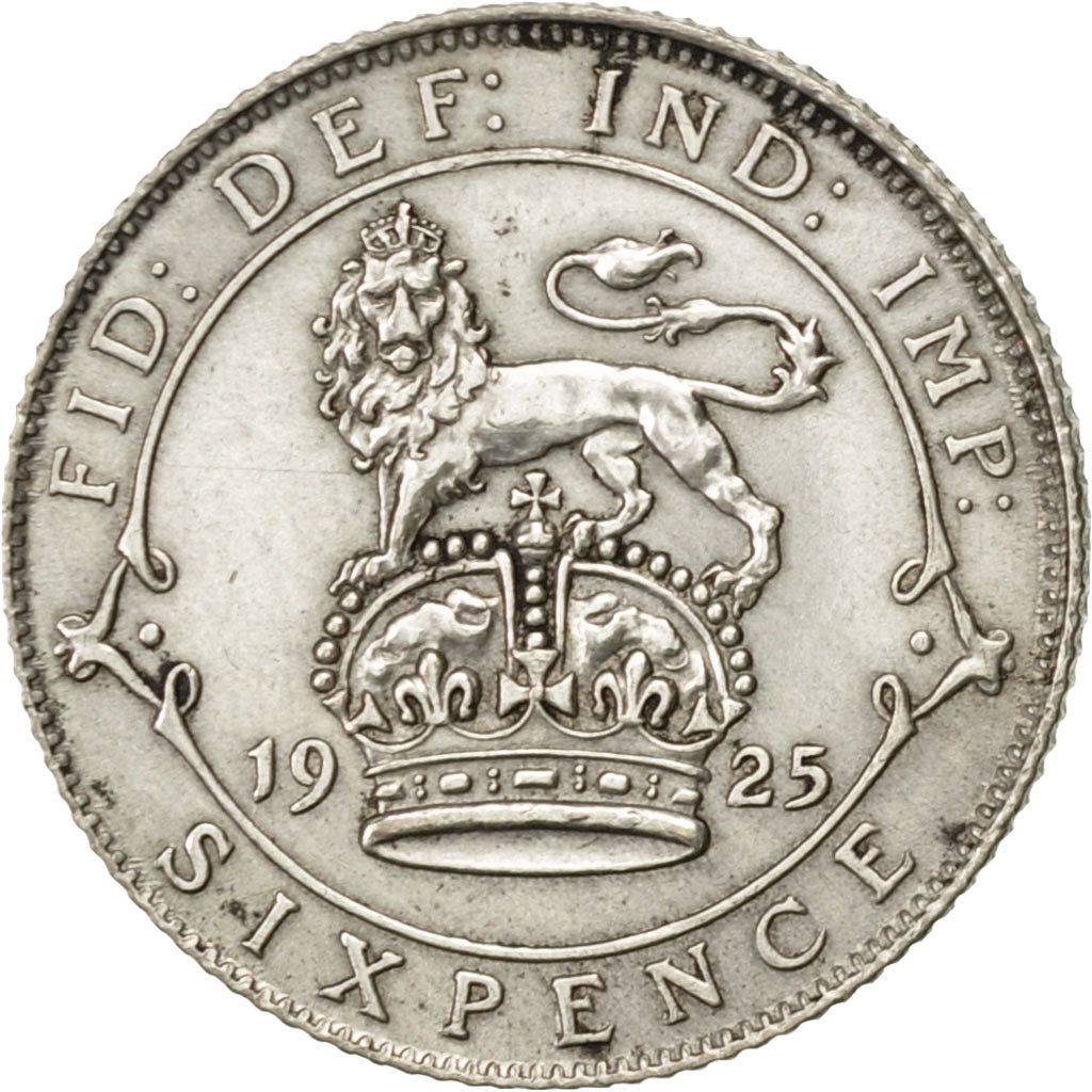 Coin, Great Britain, George V, 6 Pence, 1925, AU(50-53), Silver, KM:815a.1