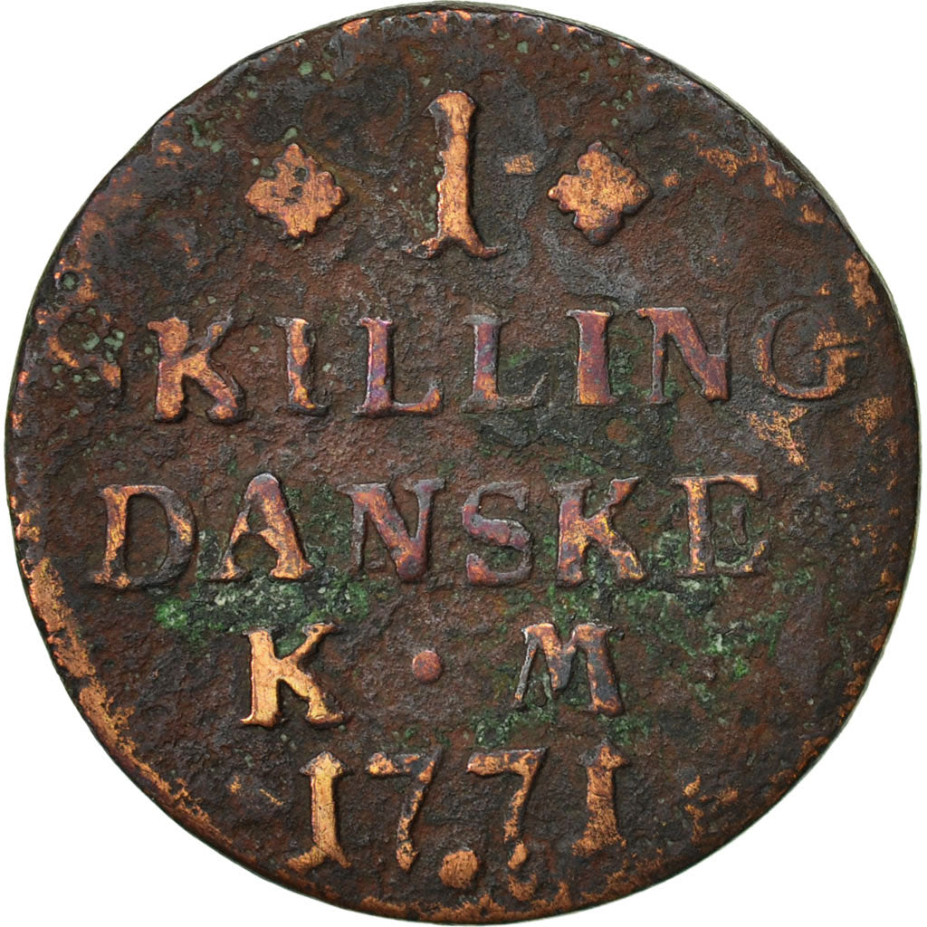 Norway, Christian VII, Skilling, 1771, Kongsberg, VF(30-35), Copper, KM:245a