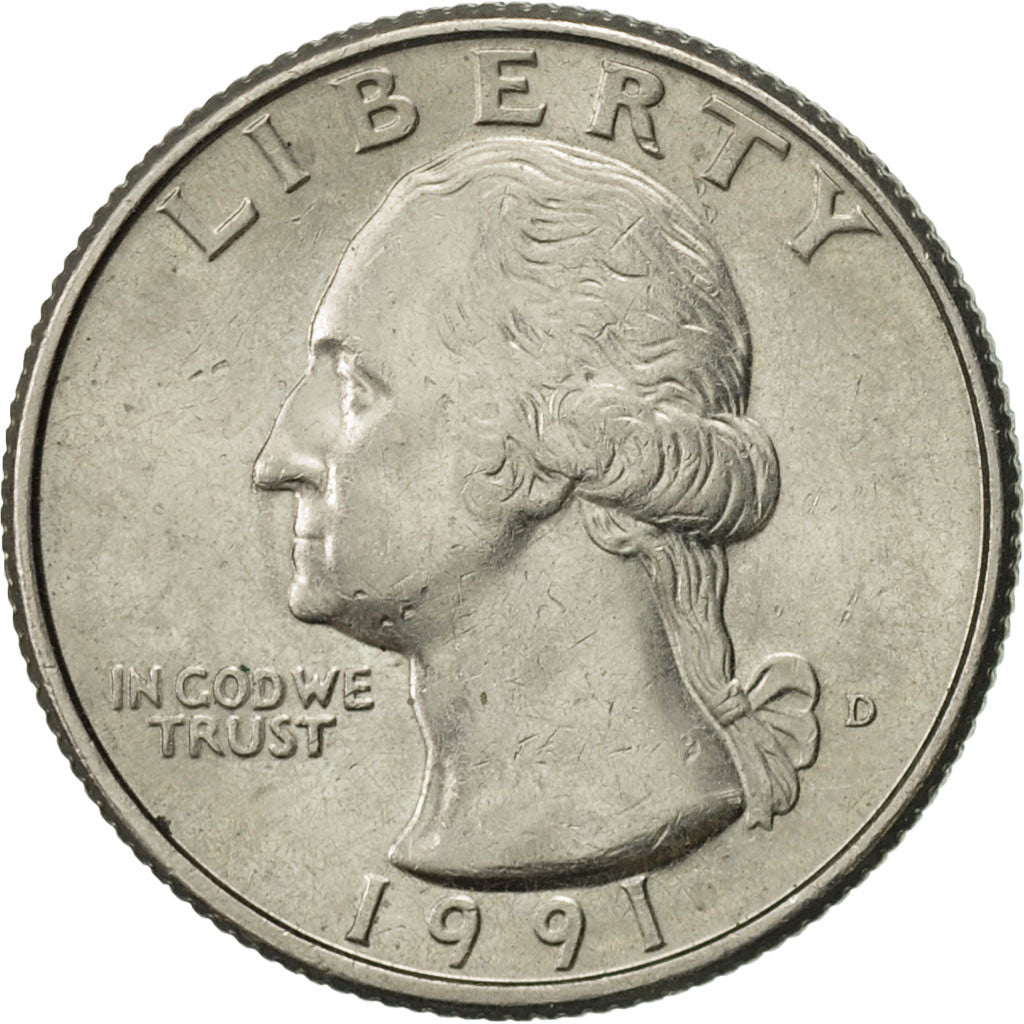 Coin, United States, Washington Quarter, Quarter, 1991, U.S. Mint, Denver