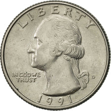 Coin, United States, Washington Quarter, Quarter, 1991, U.S. Mint, Denver