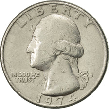 Coin, United States, Washington Quarter, Quarter, 1974, U.S. Mint, Denver