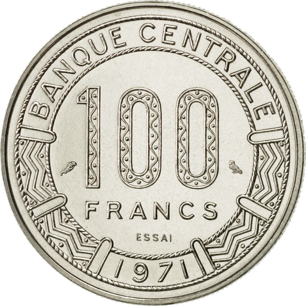Central African Republic, 100 Francs, 1971, Paris, MS(65-70), Nickel, KM:6