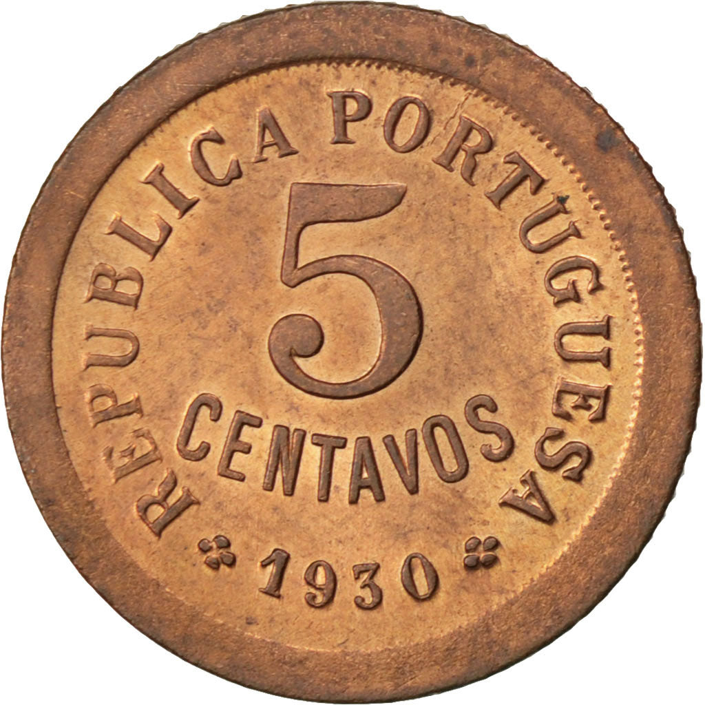CAPE VERDE, 5 Centavos, 1930, KM #1, MS(60-62), Bronze, 2.99