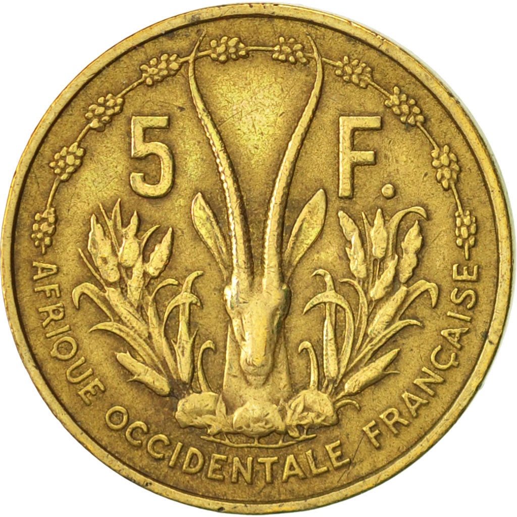 Moneda, África oriental francesa, 5 Francs, 1956, Paris, MBC+, Aluminio -