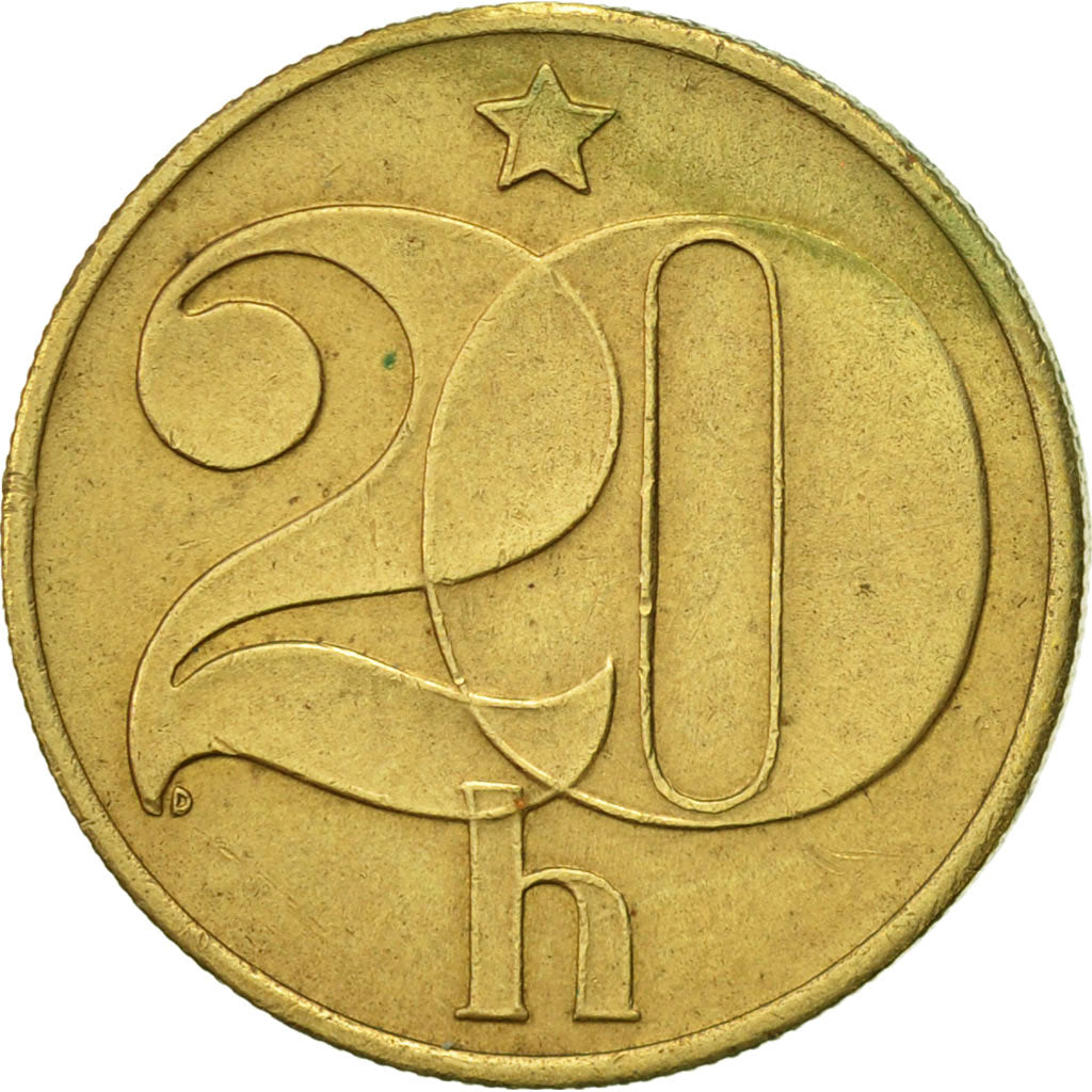 Coin, Czechoslovakia, 20 Haleru, 1989, AU(50-53), Nickel-brass, KM:74
