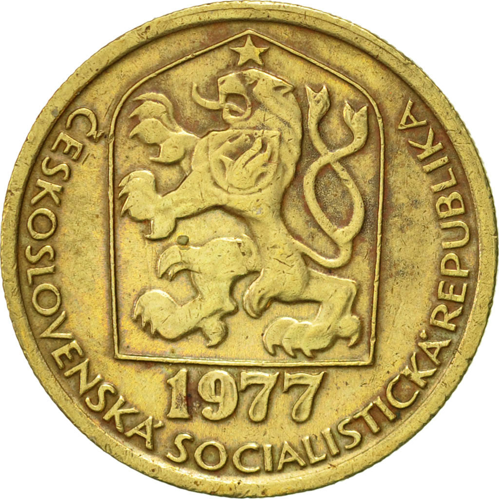 Moneda, Checoslovaquia, 20 Haleru, 1977, MBC+, Níquel - latón, KM:74