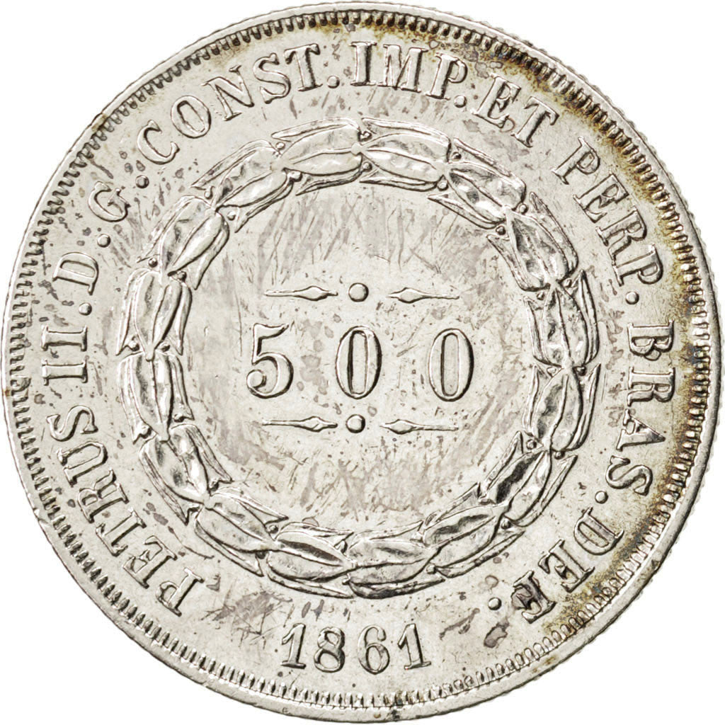 Moneda, Brasil, Pedro II, 500 Reis, 1861, EBC, Plata, KM:464